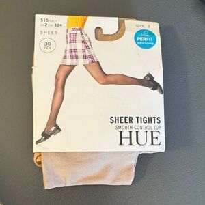 HUE Sheer Tights with Smooth Control Top in Beige